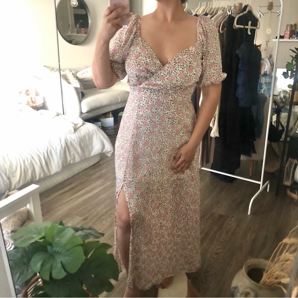 All In Favor Floral Maxi Dress in Cream Large